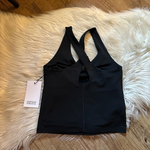 GIRLFRIEND COLLECTIVE Float Ultralight Zoe Cross Back Tank Top In Black - Picture 3 of 8